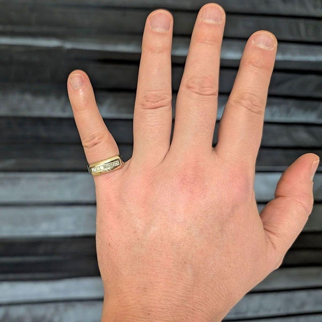 Early 21st Century Gents Two Tone Gold Diamond Wedding Band, Size 9.5 For Sale - Image 5 of 5