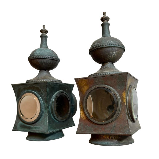 Verdigris Vintage Outdoor Wall Sconces With Original Patina - A Pair For Sale - Image 8 of 10