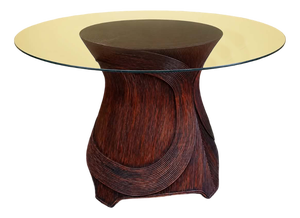 Vintage Rattan Marquetry Table, 1970s