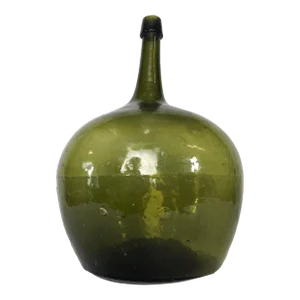 Antique Late 19th Century French Green Glass Demijohn