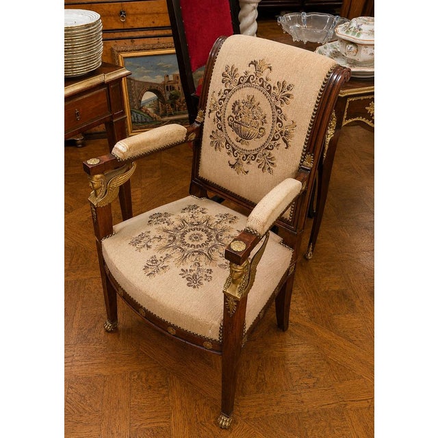 Wood Empire Mahogany Armchair with Egyptian Heads, Early 19th Century For Sale - Image 7 of 8