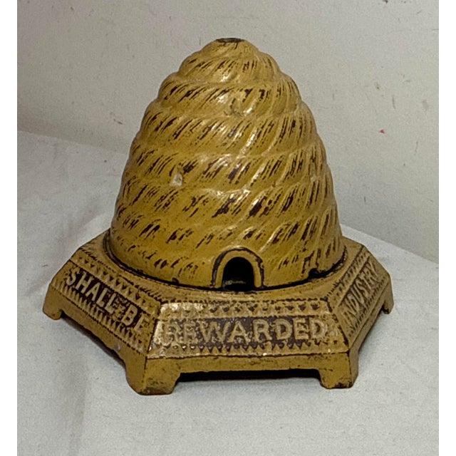 Metal Antique Rare Early 1900's Industry Shall Be Rewarded Bee Hive Coin Still Bank For Sale - Image 7 of 13