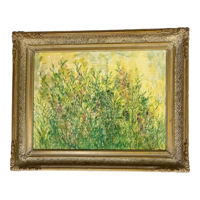 Original Impressionist Field of Flowers Oil Painting on Canvas, Signed and Framed For Sale