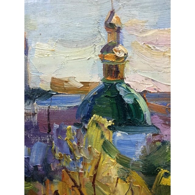 Textile 1960s Oil Painting Domes of Churches For Sale - Image 7 of 11
