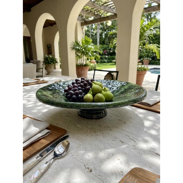 Emerald Vintage Moroccan Hand-Glazed Emerald Tamegroute-Style Bowl For Sale - Image 8 of 10