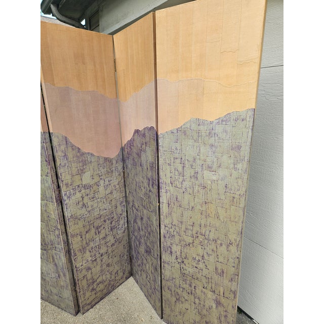 Wood Late 20th Century 4-Panel Contemporary Room Divider Folding Screen For Sale - Image 7 of 7