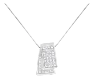 14KT White Gold Diamond Box Pendant Necklace (1 cttw, H-I Color, SI2-I1 Clarity)