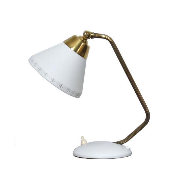 Swedish Table Lamp in Brass and White Metal by Ewå Värnamo, 1950s For Sale - Image 14 of 14