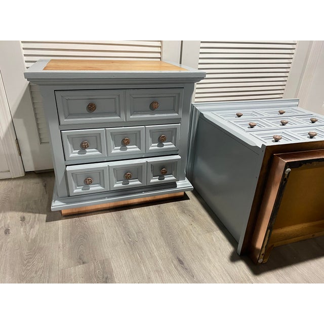 1950s BlueGray Painted Nightstands With Copper Accents a Pair Chairish