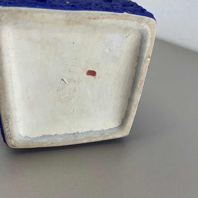 Abstract Colorful Pottery Blue Vase attributed to Silberdistel, W. Germany, 1970s For Sale - Image 17 of 18