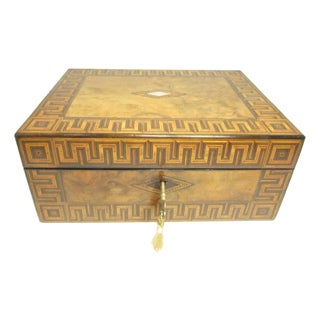 Antique English Inlaid Walnut Writing Box For Sale