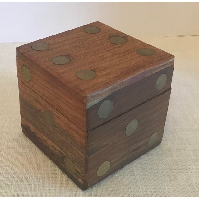 Vintage Wood and Brass Dice Box With Dice Chairish