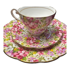 Royal Standard "Virginia Stock" Vintage Bone China Trio Tea Set - 3 Pieces