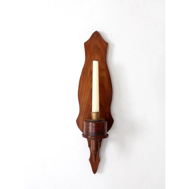 Farmhouse Vintage Wooden Candle Sconce For Sale - Image 3 of 9