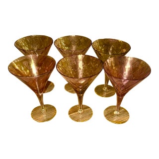 Vintage Pink Martini Glasses- Set of 6 For Sale