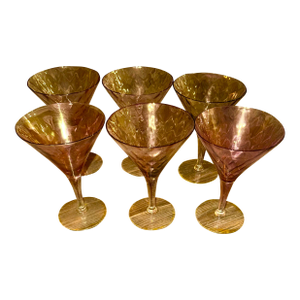 Vintage Pink Martini Glasses- Set of 6