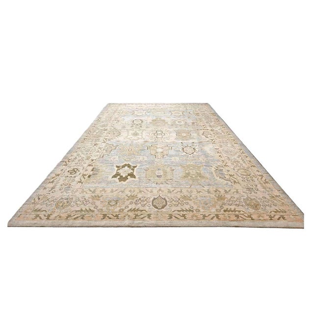 Condition: New Origin: Turkey Design: Oushak Actual size: 11'0" X 16'11" Thickness: 1/8" - 1/4" Colors: Light Blue,...