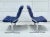 Pair of 1970's Blue Tufted Modern Chrome Lounge Side Chairs For Sale - Image 11 of 12