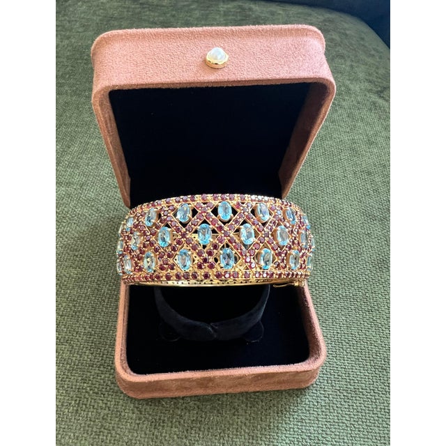 Bochic "Capri" Vintage Rhodolite & Multi Gem Bangle Set In 18K Gold & Silver For Sale - Image 18 of 18