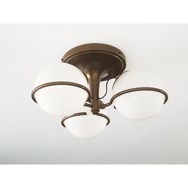 Model 2042/3 Ceiling Lamp in Brown and Bronze Metal with Sandblasted Glass Shades by Sarfatti for Arteluce, 1963 For Sale - Image 10 of 14