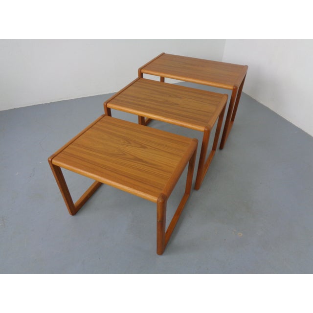 Danish Teak Nesting Tables, 1960s, Set of 3 For Sale - Image 9 of 16