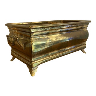 20th Century Vintage Brass Rectangular Planter For Sale
