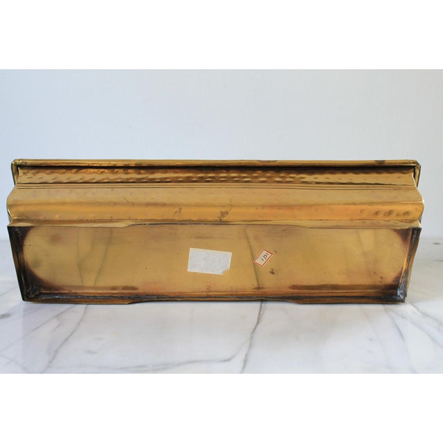Metal Vintage Rectangular Hammered Brass Planter For Sale - Image 7 of 8
