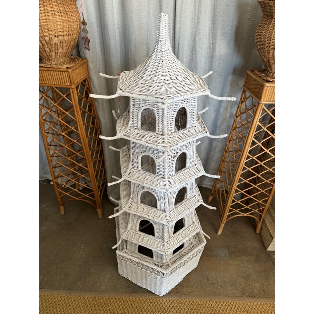 1980s Rattan Pagoda Birdfeeder For Sale - Image 5 of 6