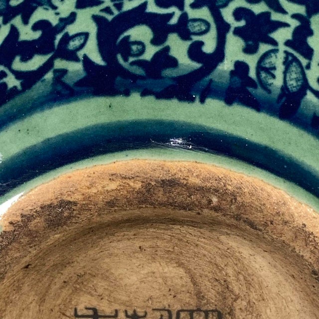 Vintage Chinese Celadon Ground Blue & White "Lotus Scroll" Vase, Yongzheng Mark For Sale - Image 9 of 9