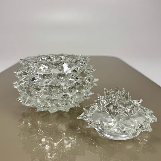 Rostrato and Clear Murano Glass Jewellery Bowl attributed to Ercole Barovier for Barovier & Toso, Italy, 1940s For Sale - Image 9 of 11