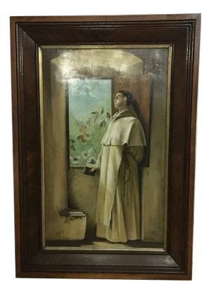 Friar, 1931, Oil on Board, Framed