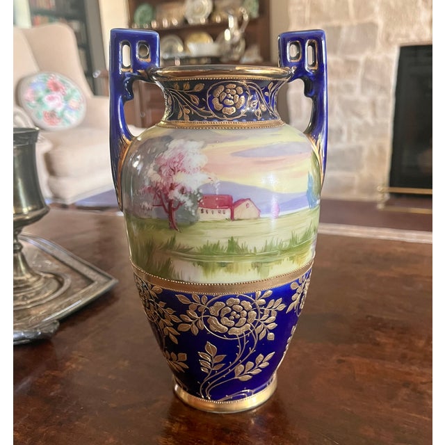 Early 20th Century Antique Early 1900s Nippon Porcelain Hand Painted Vase For Sale - Image 5 of 16