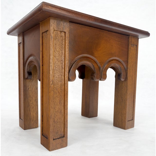 Wood Heavy Solid Mahogany Custom Wood Milling Arts & Crafts 1970s Side End Table MINT For Sale - Image 7 of 16