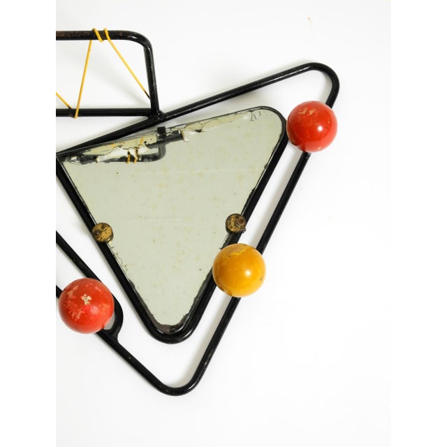 1950s Mid-Century Modern French Metal Wall-Mounted Coat Rack with Shelf and Mirror, 1950s For Sale - Image 5 of 18
