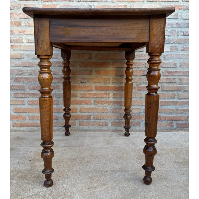 Antique Spanish Turned-Leg Wooden Work Table With Large Drawer For Sale - Image 10 of 10