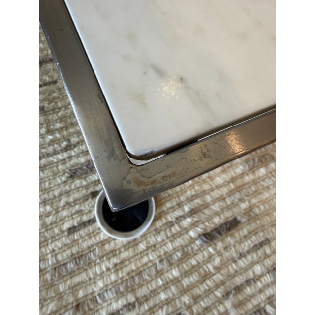 Early 21st Century Mid 20th Century Style Marble + Steel Coffee Table For Sale - Image 5 of 12