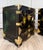 1970s Pair of 1970s Chinoiserie Black Lacquer Nightstands With Hand-Painted Birds & Brass Hardware For Sale - Image 5 of 17