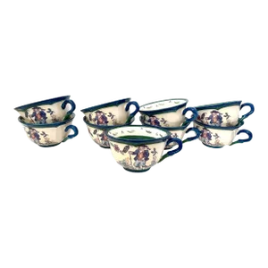 Rare Niderviller Ceramic Teacups. Set of 8.