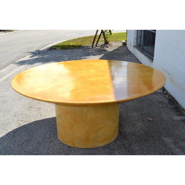 Karl Spring Mid-Century Modern Lacquered Goat Skin Dining, Conference Table 70s For Sale - Image 11 of 14