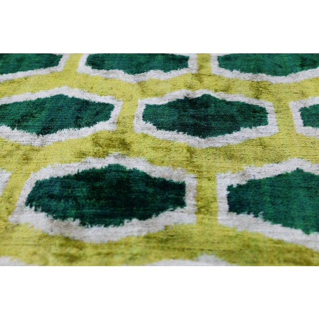 The Lime & Emerald Honeycomb Silk Velvet Pillow - 20" X 20" For Sale In San Francisco - Image 6 of 8