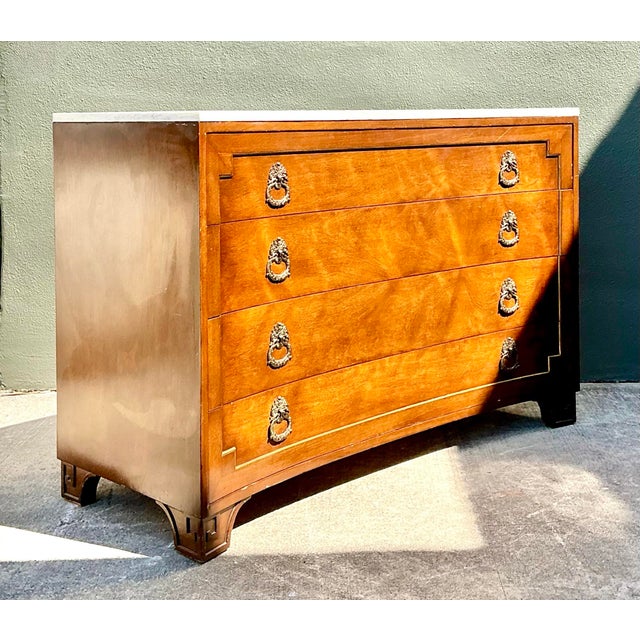Vintage Neoclassical Marble Topped Concave Chest of Drawers For Sale - Image 10 of 12