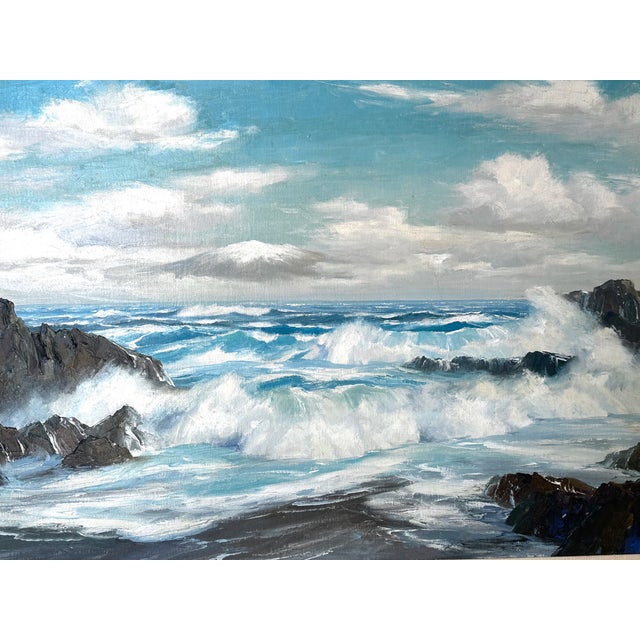 Bennett Bradbury (1914–1991) Mid-Century Oil Painting "Rough Sea From Maui" For Sale In Palm Springs - Image 6 of 15