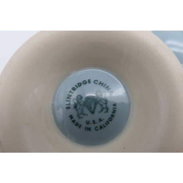 Blue Vintage Flintridge China California Blue W Platinum Borders Lidded Sugar Bowl & Creamer For Sale - Image 8 of 8