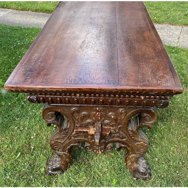 17th Century 17th-Early 18th Century Tuscan Baroque Walnut Trestle Table For Sale - Image 5 of 11