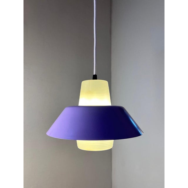 Danish Hanging Lamp in Purple and White For Sale - Image 11 of 11