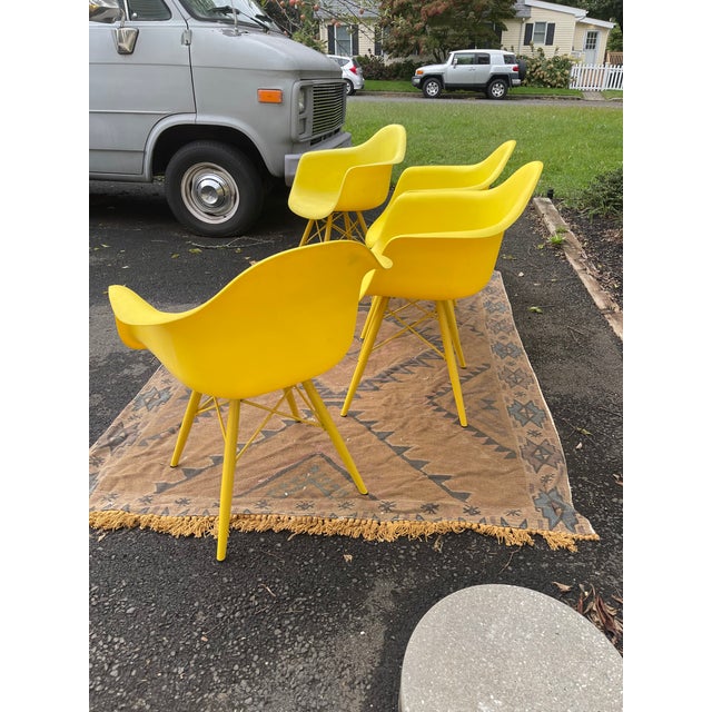 Set of 4 Molded Plastic Yellow Chairs 1950s Chairish