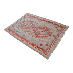 1980s Hand Woven Colorful Turkish Rug Kilim