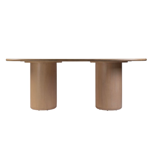 Spritely Home Accent Furniture Kersten 84 in. W Oval Wood Double Pedestal Base Dining Table, Light Driftwood For Sale - Image 4 of 7