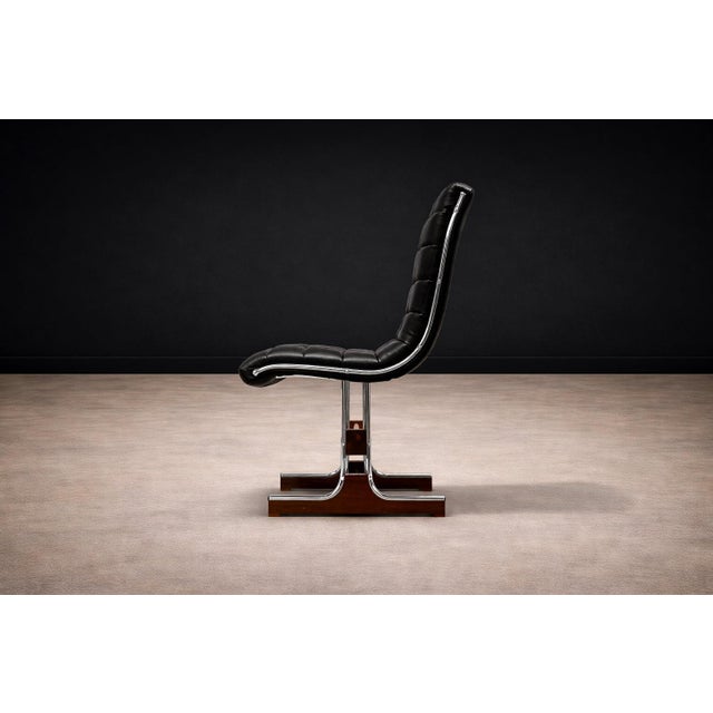 Set of 6 Chairs in Leather, Metal & Wood, Braszenski, 1960s For Sale - Image 10 of 13