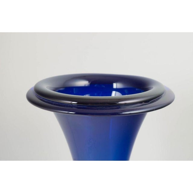 Trumpet-Shaped Polaun Vase in Blue Crystal Glass by Josef Riedel, 1940s For Sale - Image 3 of 5
